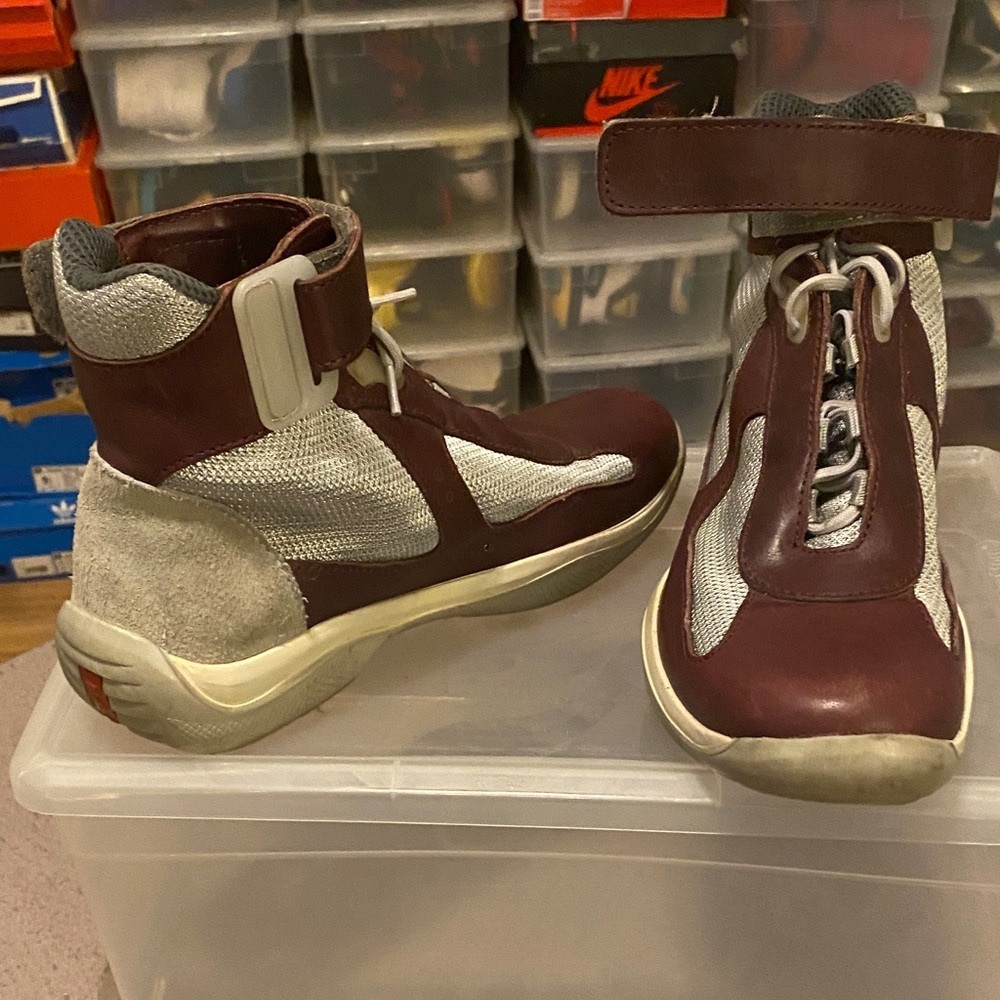 Men's High-Top Prada Americas Cup Sneaker- US Men 7.5